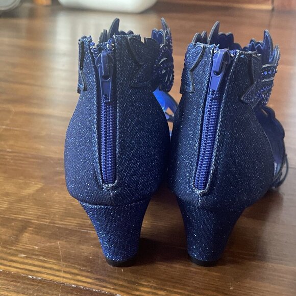 Womens Wedding Bridal Low Heel Glitter Rhinestone Dress Casual Sandal Shoes 11 - Picture 8 of 14